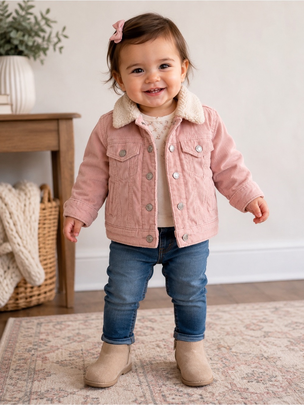 Baby Gap Pink Corduroy Sherpa Lined Jacket 12-18 Months Toddler